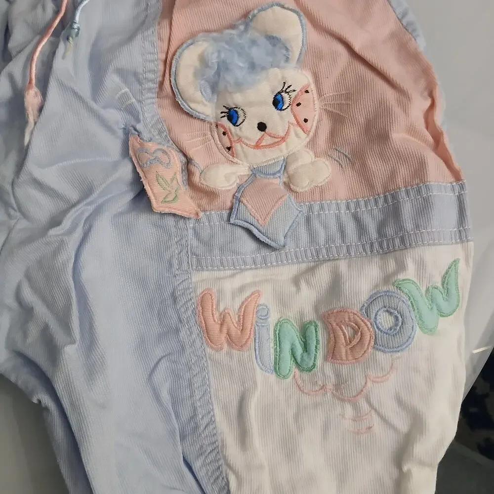Vintage Sonya's Baby‎ Girl Romper Size 2 Pastel Mouse Patch WINDOW 80s 90s